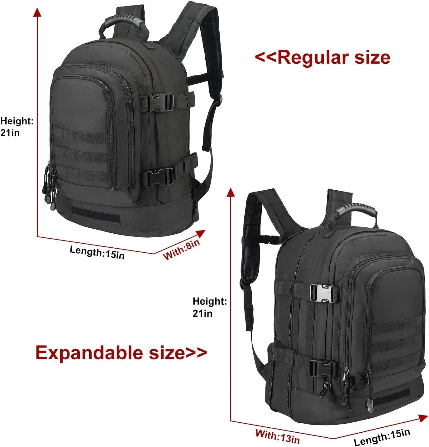 Large Tactical Expandable Backpack 39L-64L Military Bug Out Bag With Waist Strap