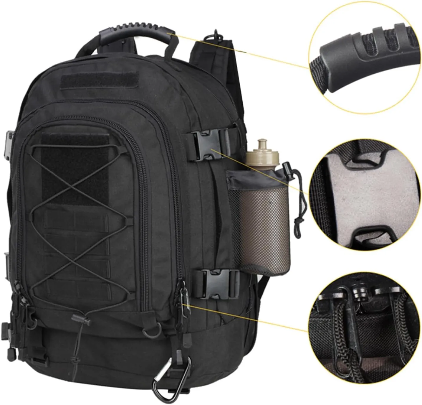 Large tactical military backpack Army Daypack Assault Pack for Men Molle Backpacks Bug Out Bag 3 Day Pack for Hiking Camping Travel Hunting (Green Ruin)