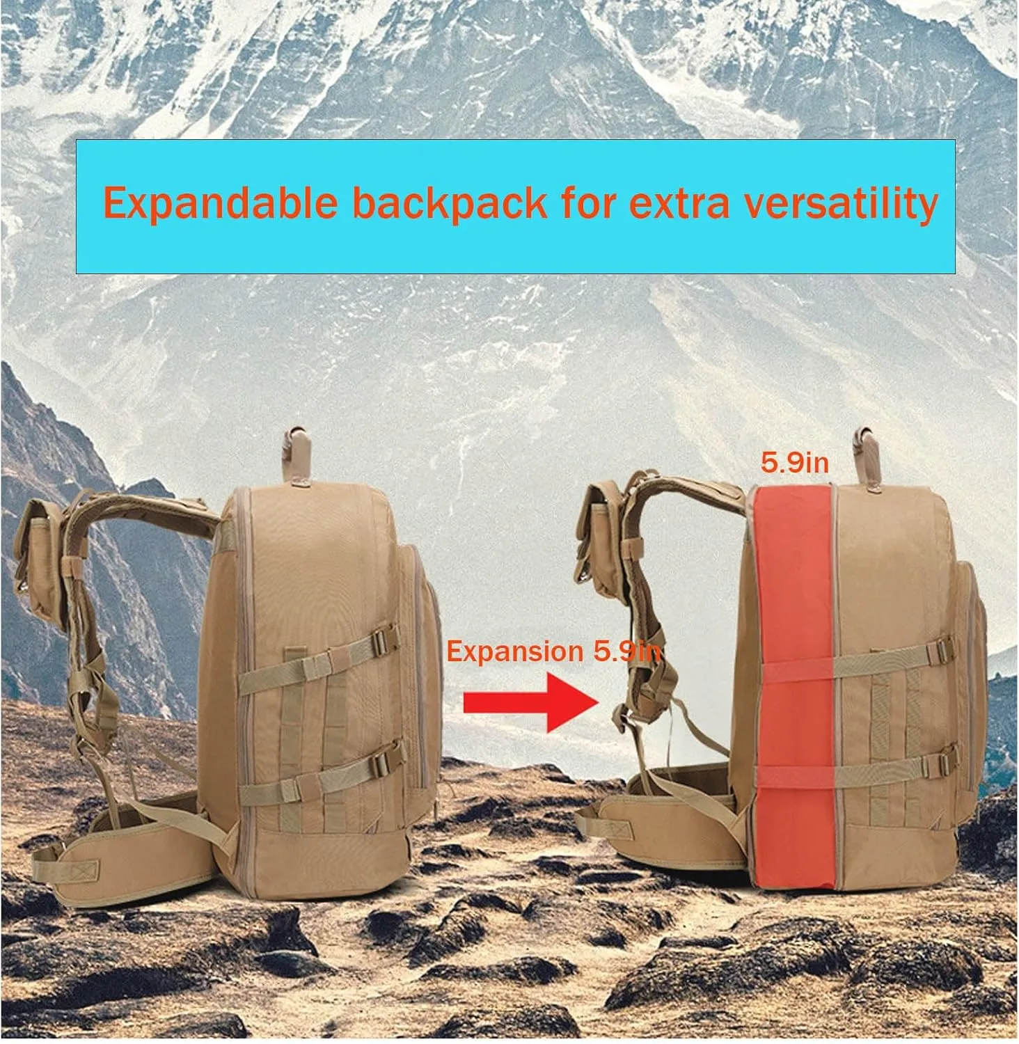 Large tactical military backpack Army Daypack Assault Pack for Men Molle Backpacks Bug Out Bag 3 Day Pack for Hiking Camping Travel Hunting (Green Ruin)
