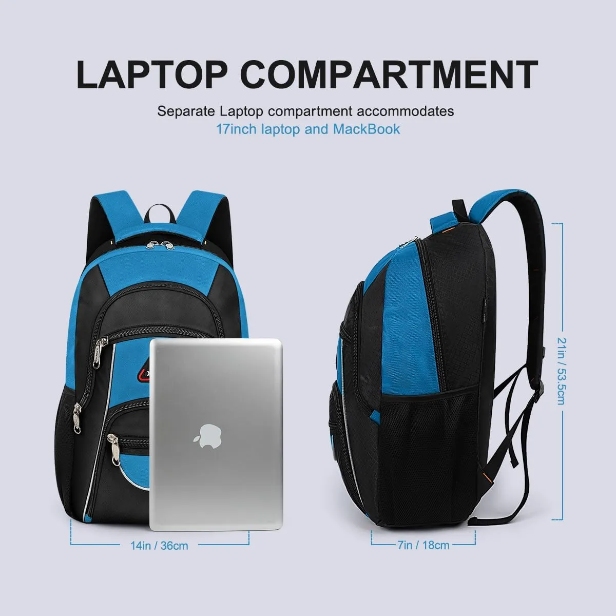 Large Travel Backpack,Carrt on Bussiness Backpack Waterproof Expandable Airplane Approved Weekender Bag for Man Women Blue