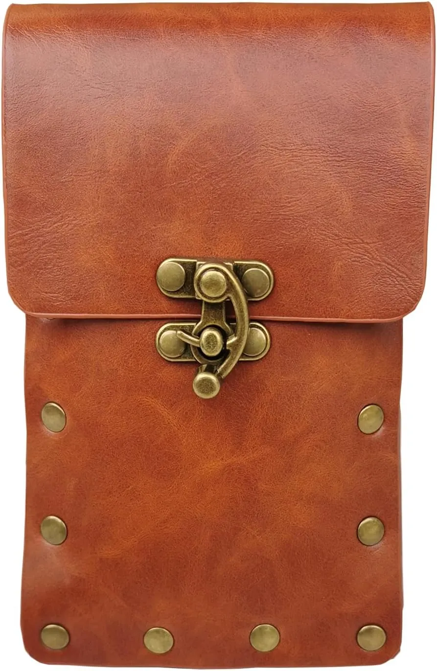 Larswon Leg Bag, Renaissance Leg Harness Synthetic Leather Belt Bag for Women Hip Fanny Pack Thigh Harness Women Brown
