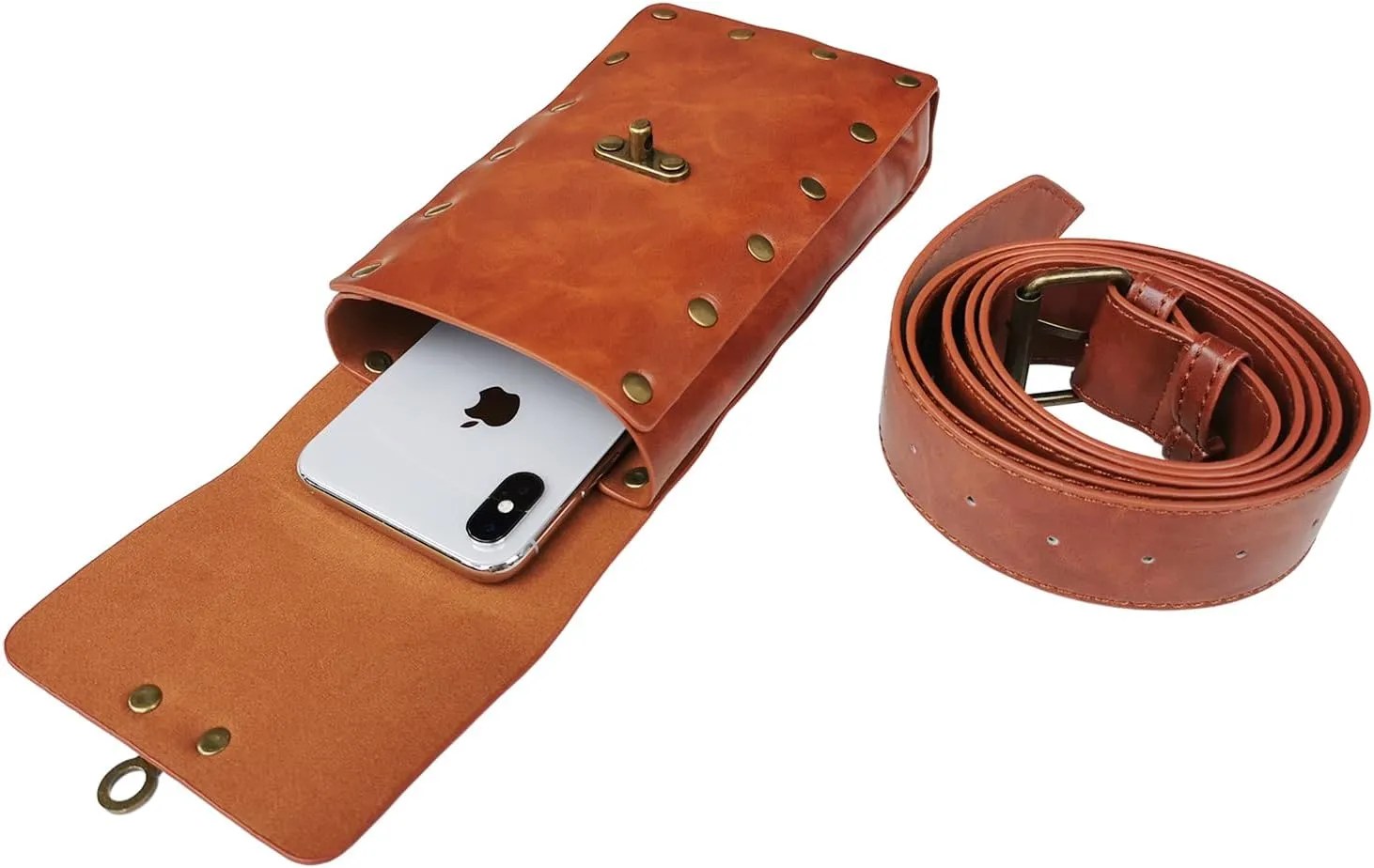 Larswon Leg Bag, Renaissance Leg Harness Synthetic Leather Belt Bag for Women Hip Fanny Pack Thigh Harness Women Brown