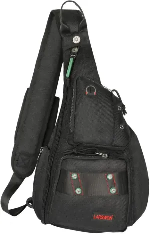 Larswon Sling Backpack, Sling Bag, Crossbody bag for Women Small Backpack Men Backpacks for Small Laptop Tablets Black