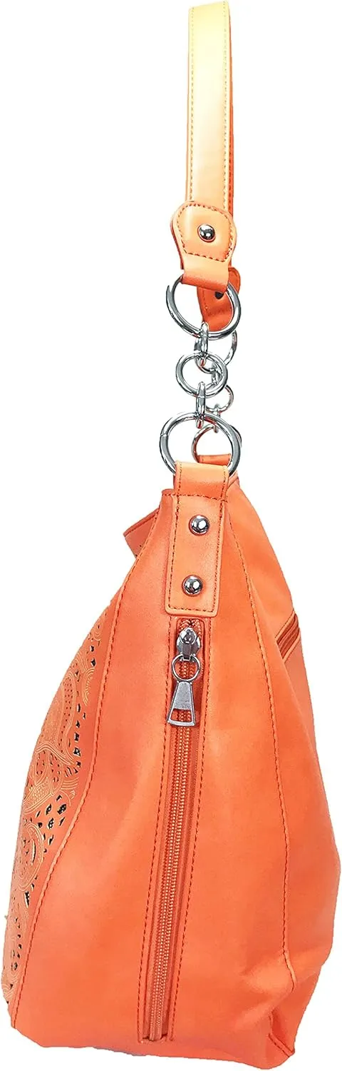 Laser Cut Bling Hobo fashion CCW Bag Faux Leather Concealed Carry Purse