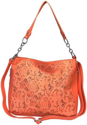 Laser Cut Bling Hobo fashion CCW Bag Faux Leather Concealed Carry Purse