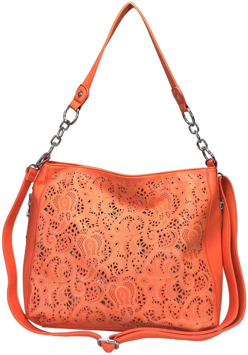 Laser Cut Bling Hobo fashion CCW Bag Faux Leather Concealed Carry Purse