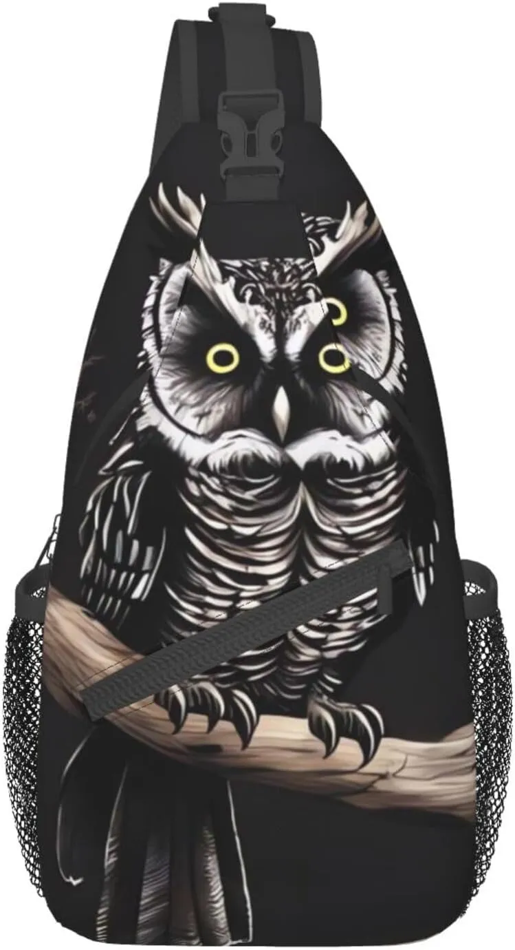 Late Night Owl Cross Chest Bag Crossbody Backpack for Women Men Sling Bag Travel Hiking Daypack