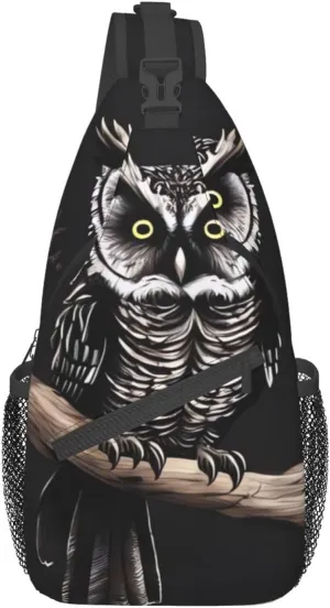 Late Night Owl Cross Chest Bag Crossbody Backpack for Women Men Sling Bag Travel Hiking Daypack