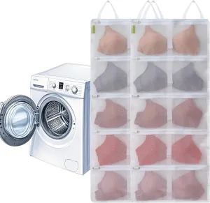 Laundry Bra Bag, 2 Pcs Bra Washing Bags, Lingerie Bags for Washing Delicates, Holds 10 D-F Cups Sizes, Underwear Brassiere Washing Bag with Zipper for Laundry Storage