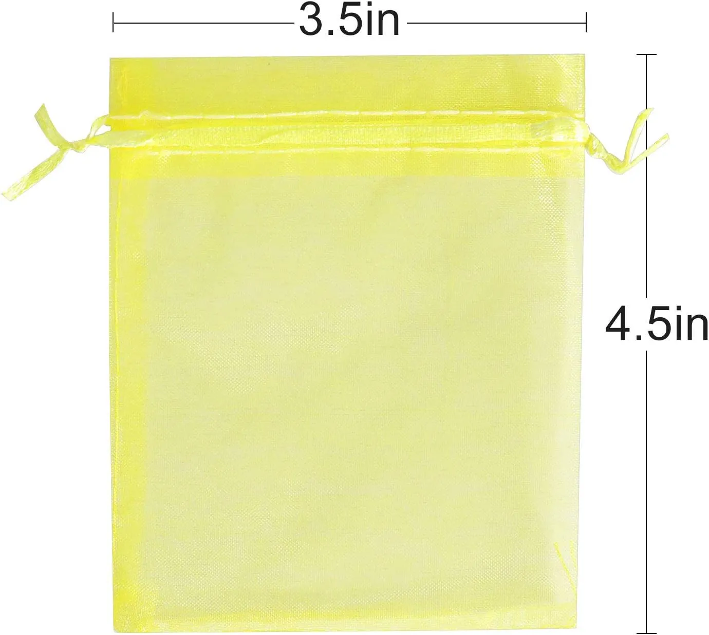 Lautechco 100Pcs Organza Bags - 3.5x4.5 inches Yellow Mesh Drawstring Bags for Gifts & Christmas