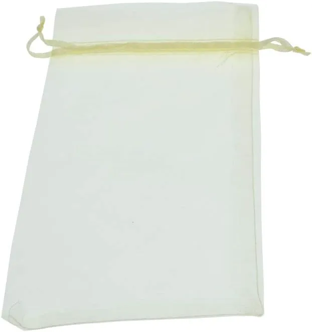 Lautechco 100Pcs Organza Bags - 3x4 inches Beige Mesh Drawstring Gift Bags for Christmas