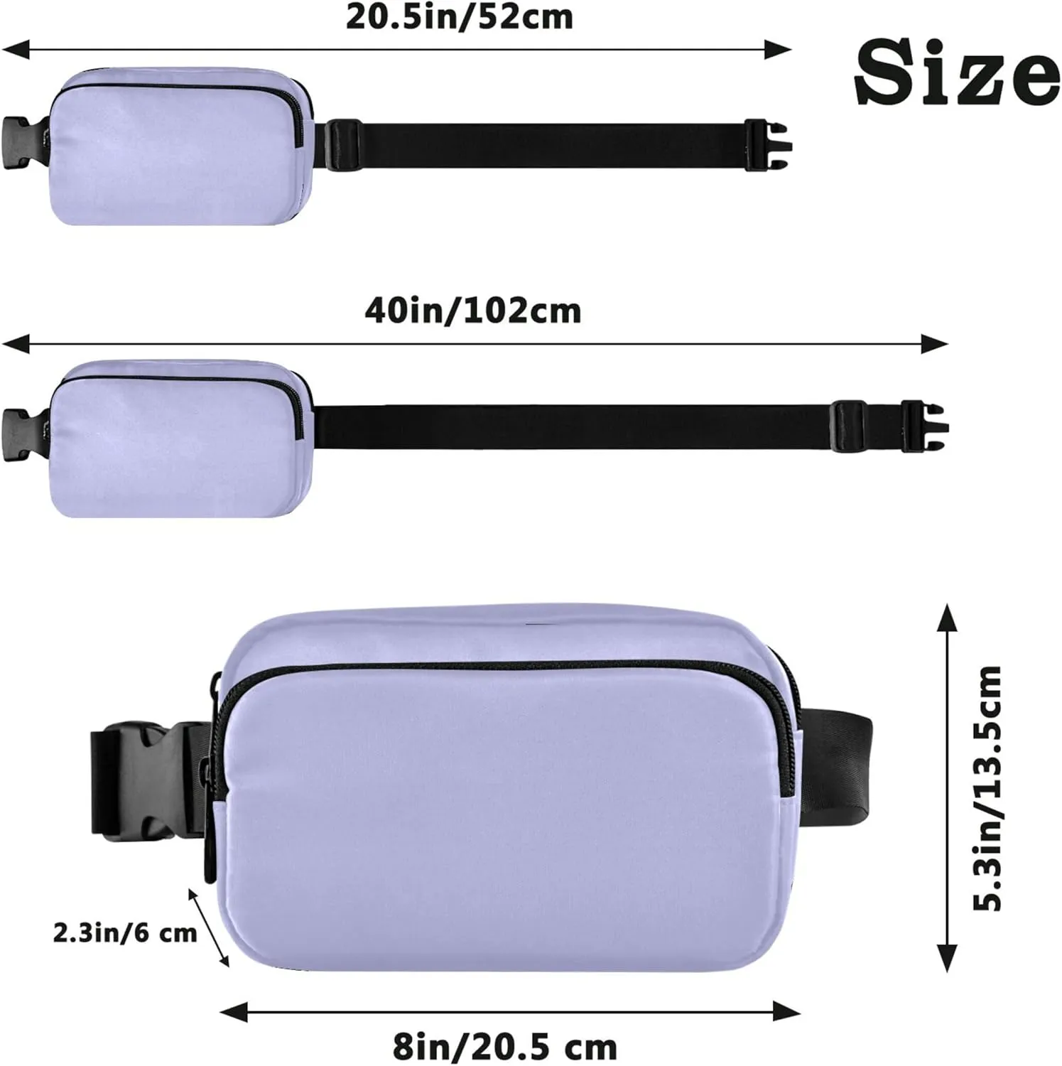 Lavender Violet Fanny Packs Women Belt Bag Hip Pouch Waterproof Flower Cross Body Waist Purse
