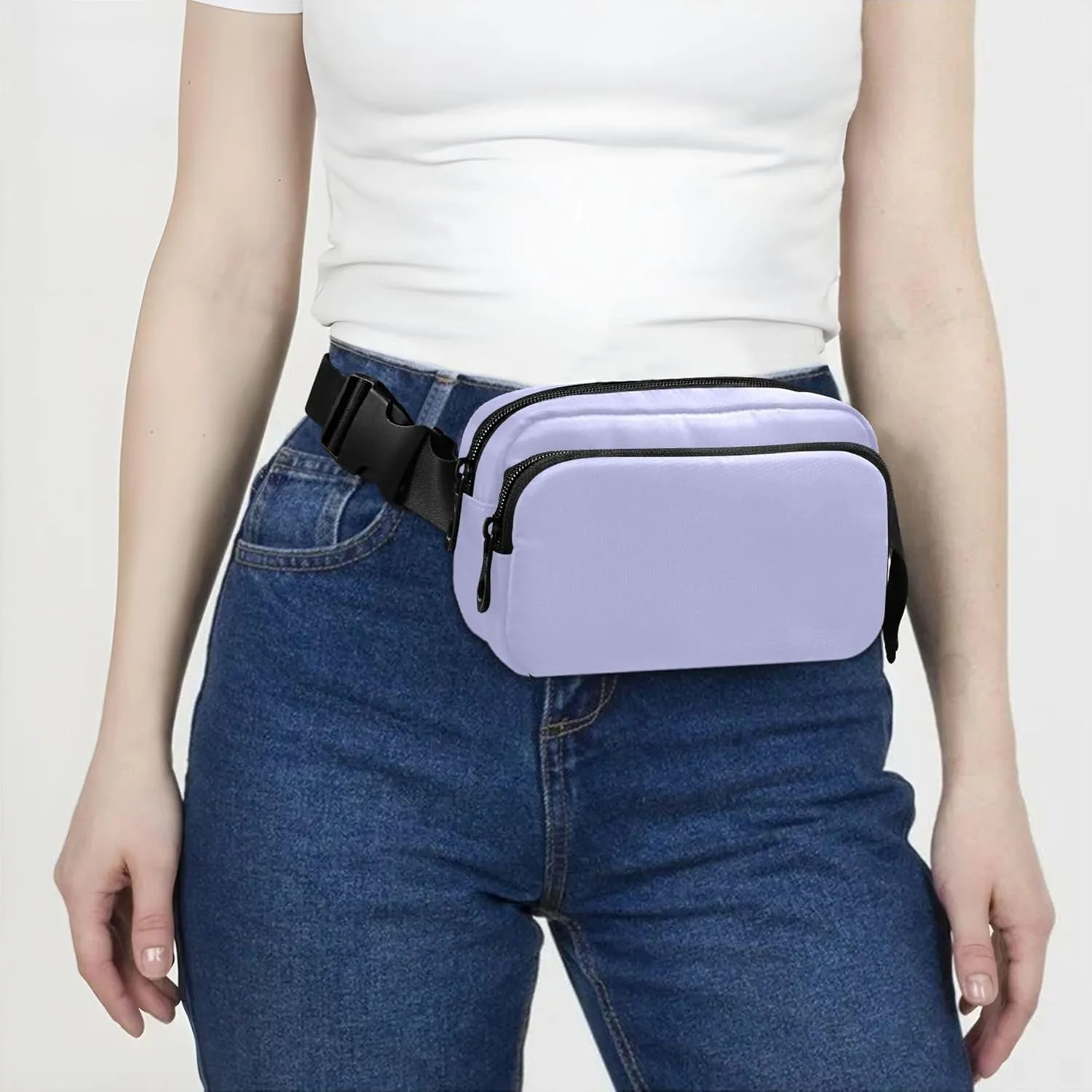 Lavender Violet Fanny Packs Women Belt Bag Hip Pouch Waterproof Flower Cross Body Waist Purse
