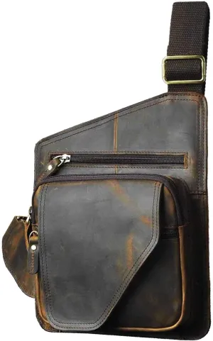 Le'aokuu Mens Fashion Casual Tea Designer Travel Hiking Crossbody Chest Sling Bag Rig One Shoulder Strap 214