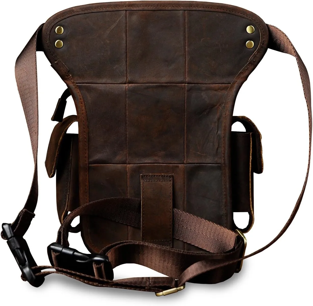 Le'aokuu Mens Genuine Leather Bike Cycling Waist Hip Bum Fanny Pack Drop Leg Bag