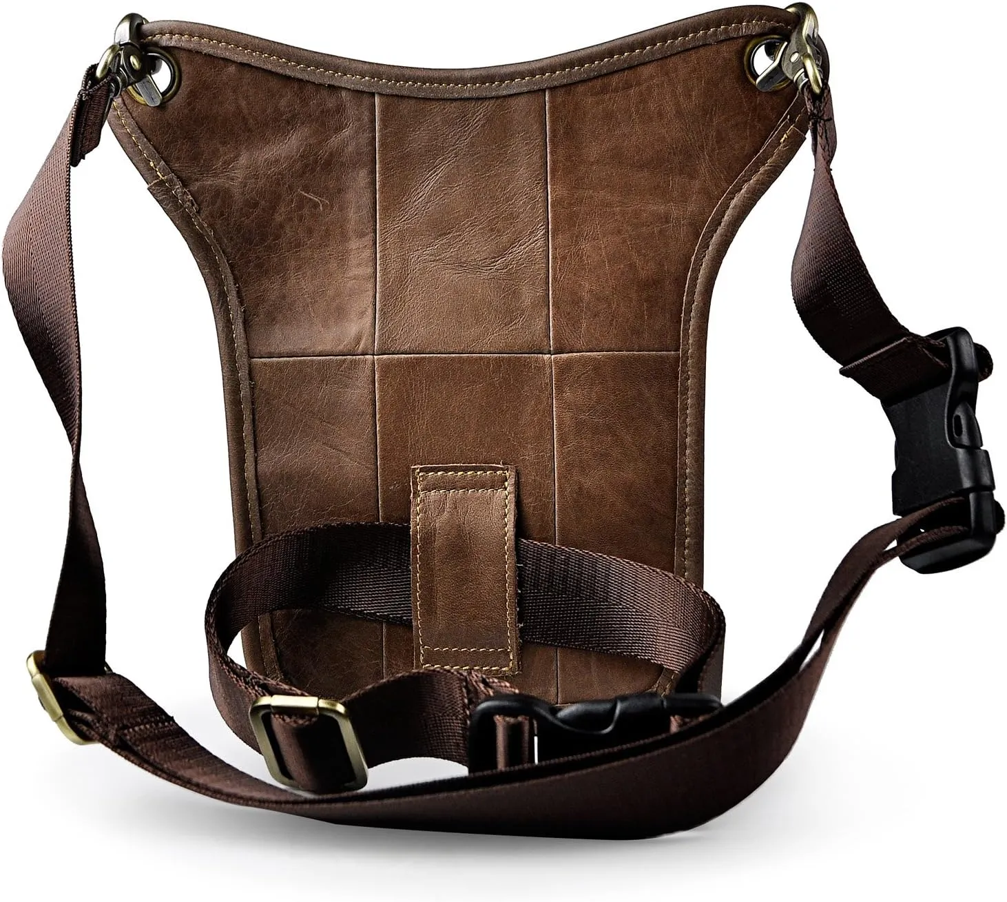 Le'aokuu Mens Genuine Leather Messenger Hiking Waist Hip Bum Pack Drop Leg Bag 211-3