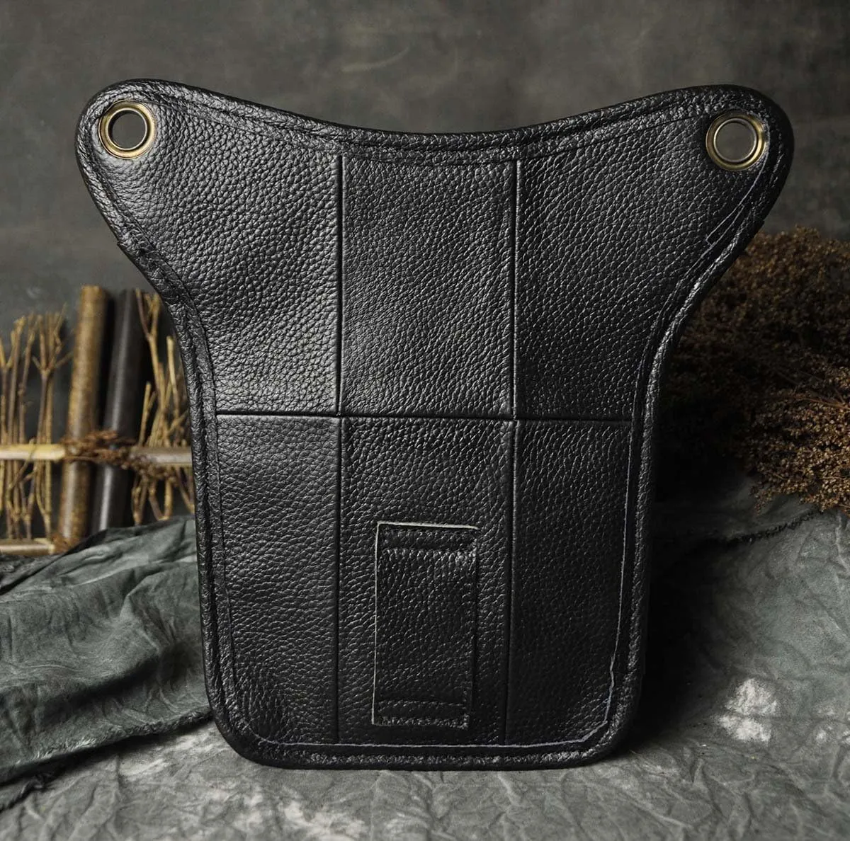 Le'aokuu Mens Genuine Leather Messenger Hiking Waist Hip Bum Pack Drop Leg Bag 211-3