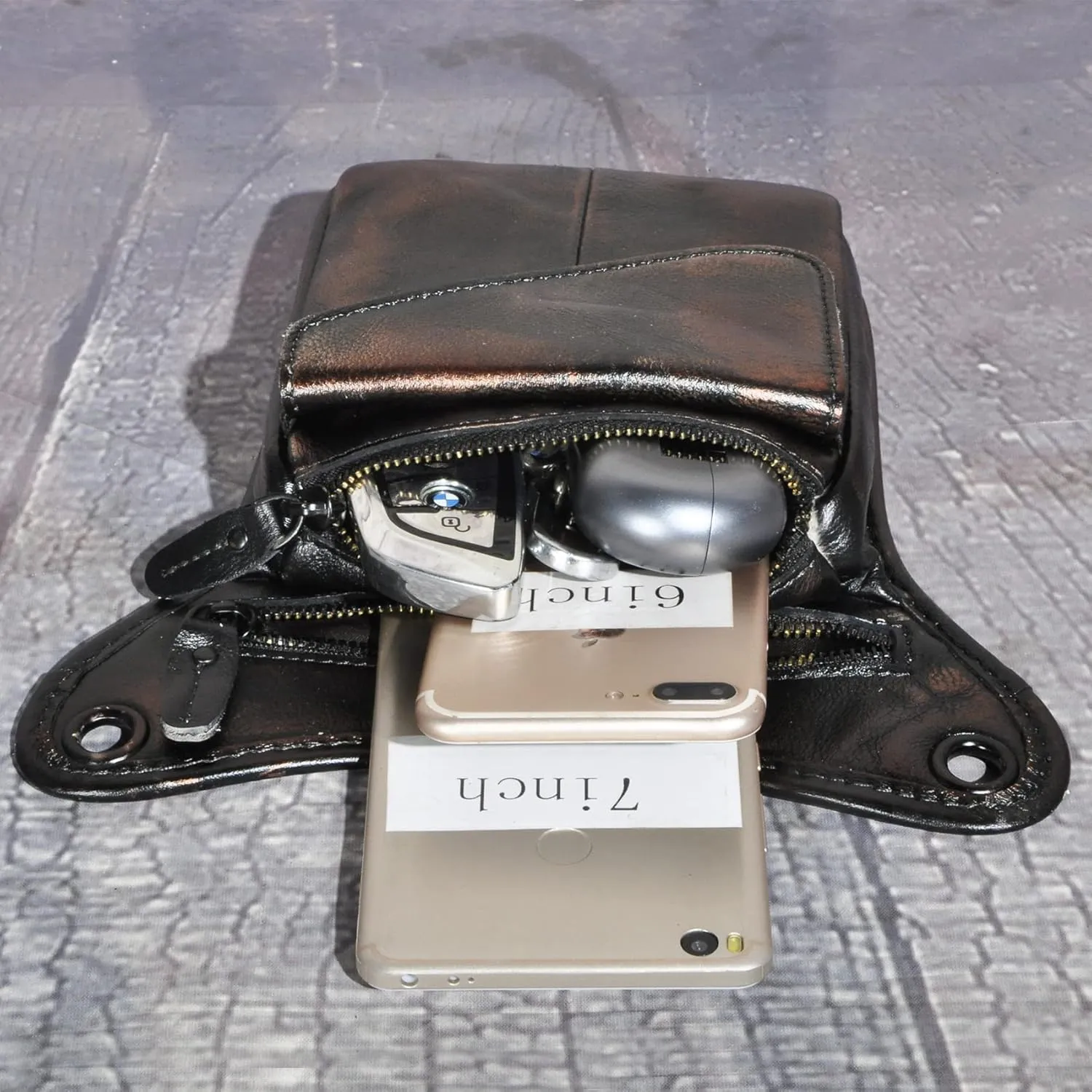 Le'aokuu Mens Genuine Leather Messenger Hiking Waist Hip Bum Pack Drop Leg Bag 211-3