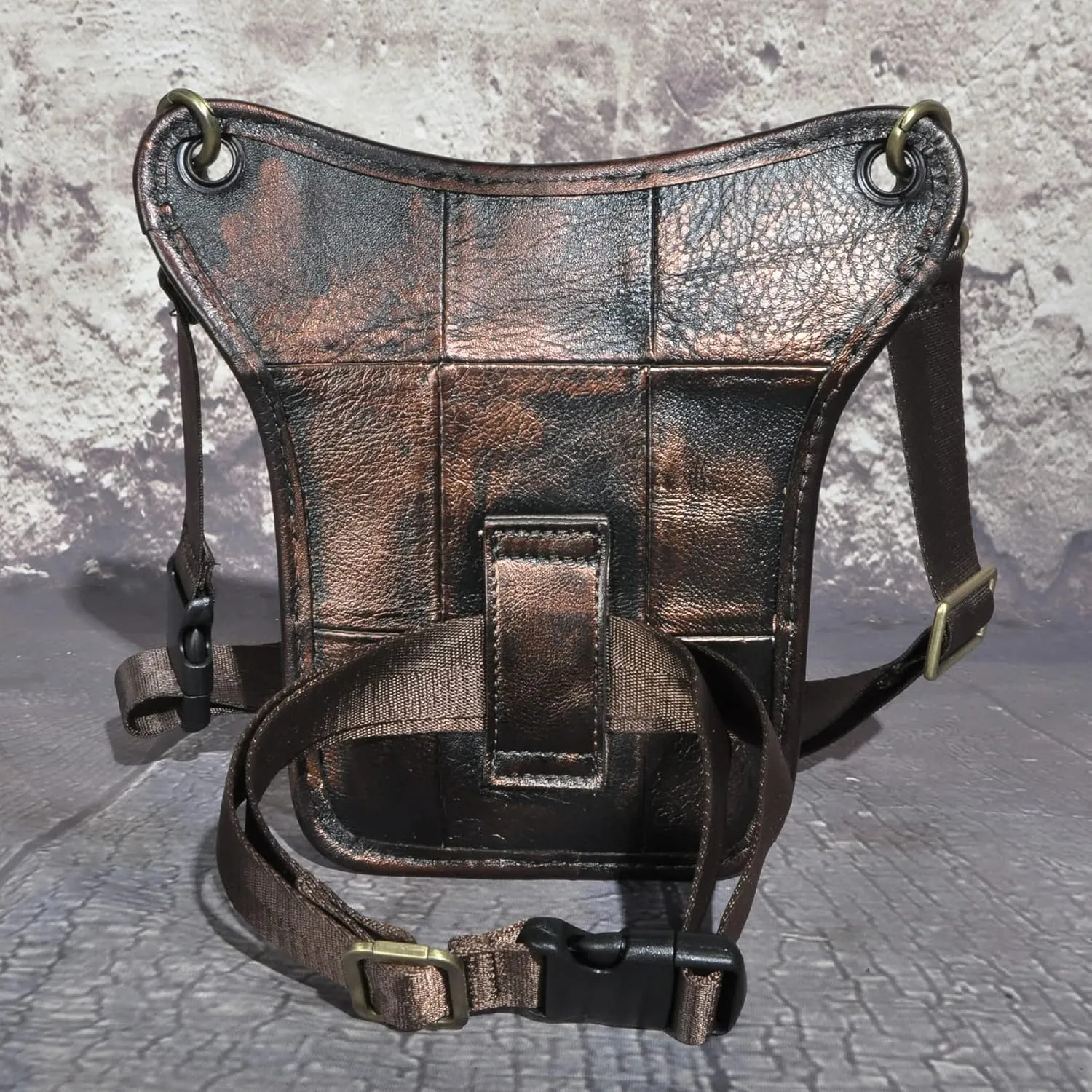 Le'aokuu Mens Genuine Leather Messenger Hiking Waist Hip Bum Pack Drop Leg Bag 211-3