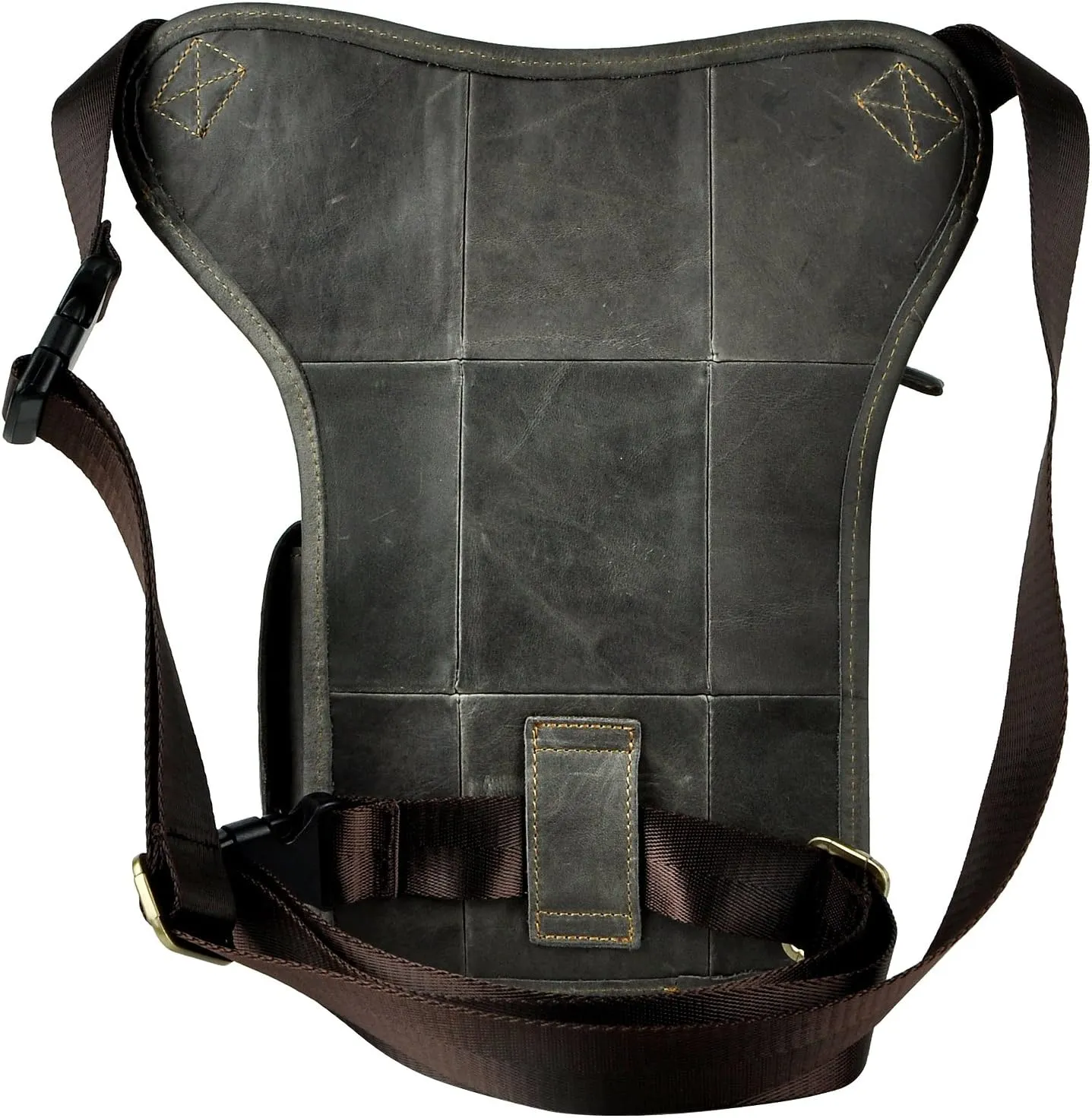 Le'aokuu Mens Genuine Leather Motorcycle Hiking Belt Fanny Waist Hip Bum Pack Drop Leg Bag Pouch 3106