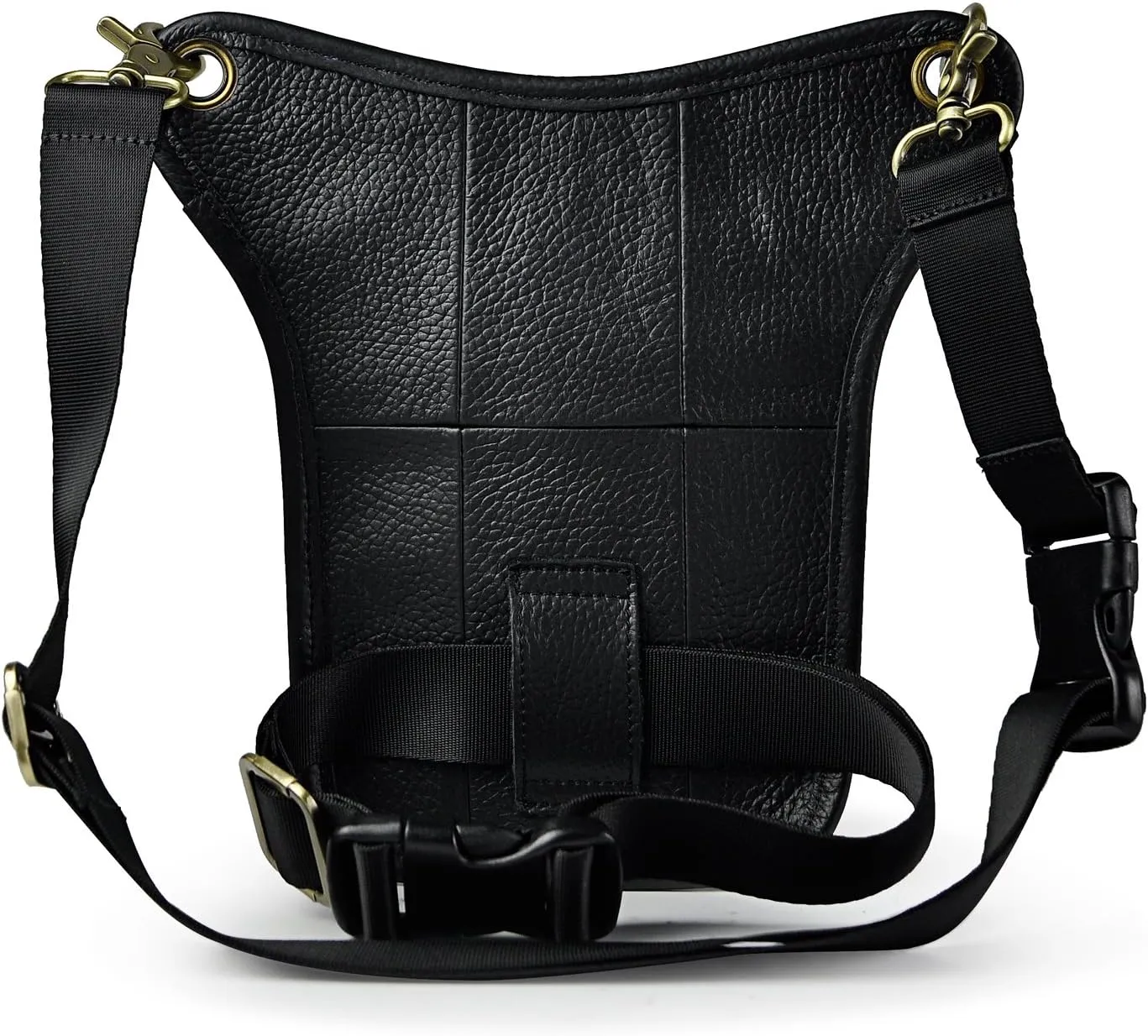 Le'aokuu Mens Genuine Leather Outdoor Sporting Hicking Waist Hip Pack Messenger Shoulder Drop Leg Thigh Bag Pouches For Women (211-5 01 Black)