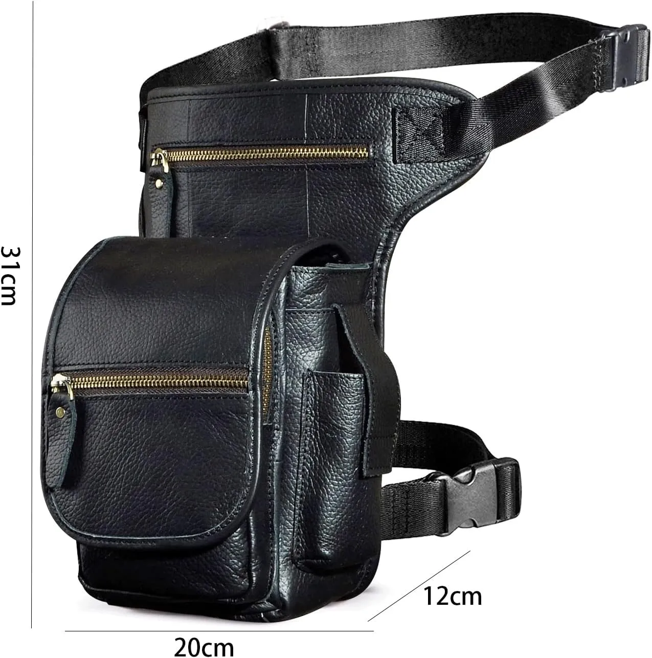 Leather Drop Leg Bag, Multi-Purpose Outdoor Hip Bag with Adjustable Shoulder Straps, for Outdoor, Travel, Camping Pouches(Green)