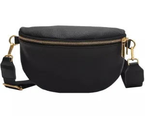 Leather Fanny Pack Crossbody Bags for Women Trendy Sling Bag for Women Small Crossbody Bags for Women Vacation Essentials Handbags Crossbody Purse Belt Bag Travel Backpack (Black)