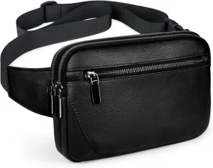 Leather Fanny Packs for Women Fashionable Plus Size Black Fanny Pack for Men Cute Crossbody Bags Belt Bag Waist Pack With Large Capacity Casual Hip Bum Bag for Disney Travel Running Hiking Pink Brown
