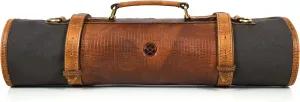 Leather Knife Roll Storage Bag, Elastic and Expandable 10 Pockets, Adjustable/Detachable Shoulder Strap, Travel-Friendly Chef Knife Case