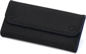 Leather Travel Jewelry Organizer Bag Foldable Jewelry Case with Tangle-Free Pouch, Expandable Jewelry Roll Organizer for Necklaces, Earrings, Rings Storage for Travel Accessories(Black Blue)