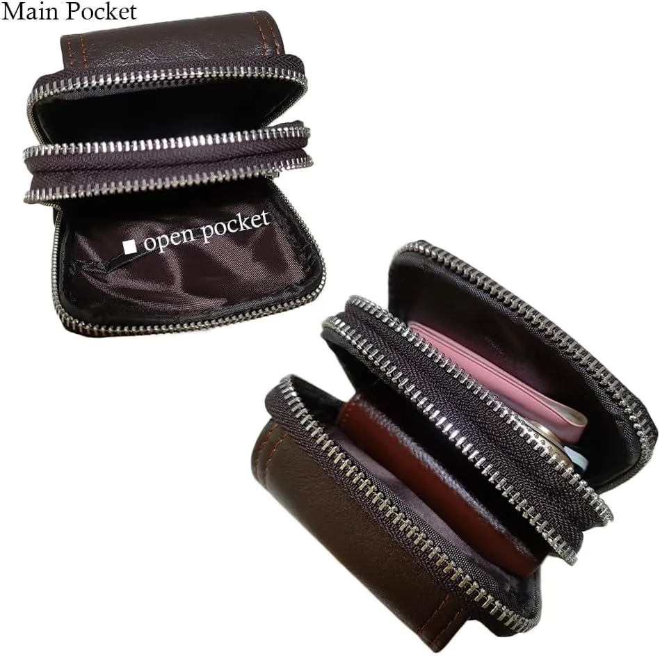 Leather Waist Belt Bag for Men Classic Side Fanny Pack Hip Bum Purse Smartphone Pouch for Travel Casual Formal Model 1-Vertical Coffee