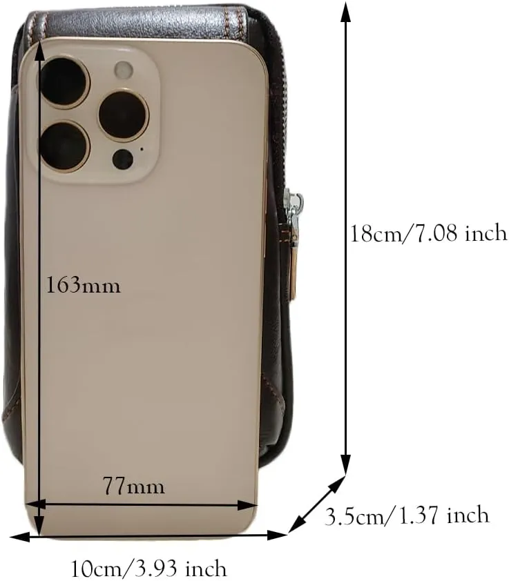 Leather Waist Belt Bag for Men Classic Side Fanny Pack Hip Bum Purse Smartphone Pouch for Travel Casual Formal Model 1-Vertical Coffee