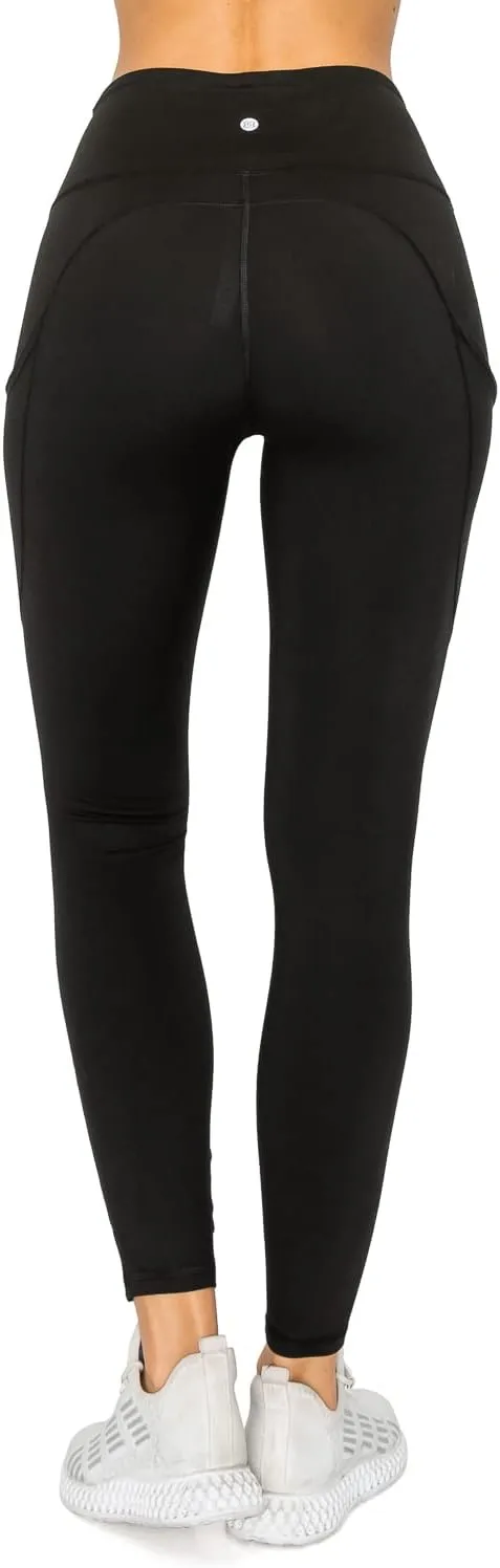 Leggings Depot Women's High Waisted Reflective Yoga Pants with Pockets Athletic Leggings