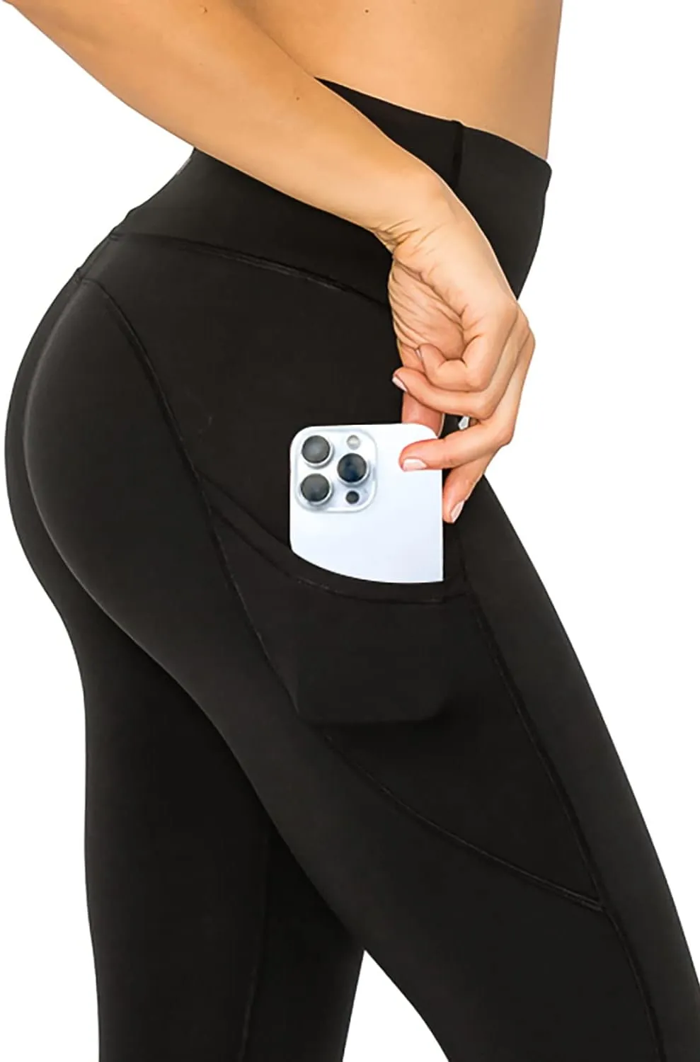 Leggings Depot Women's High Waisted Reflective Yoga Pants with Pockets Athletic Leggings