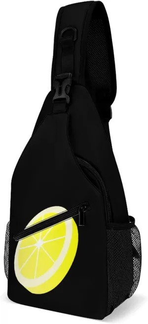 Lemon Slice Crossbody Sling Bag for Men Women Lightweight Chest Bag Sling Backpack for Hiking Travel