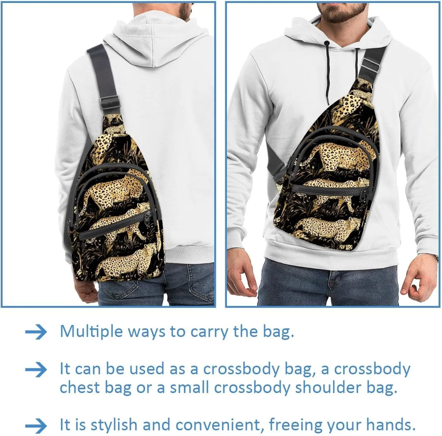 Leopard (1) Chest Bag Daypack Crossbody for Travel Sport Running Hiking