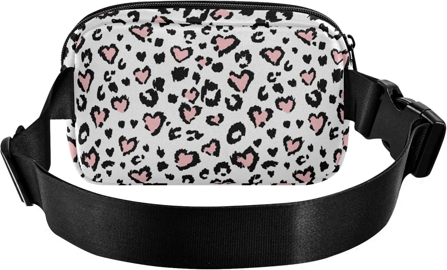 Leopard Jaguar Print Pink Fanny Packs Women Waterproof Belt Bag Hip Pack Flower Crossbody Waist Pack