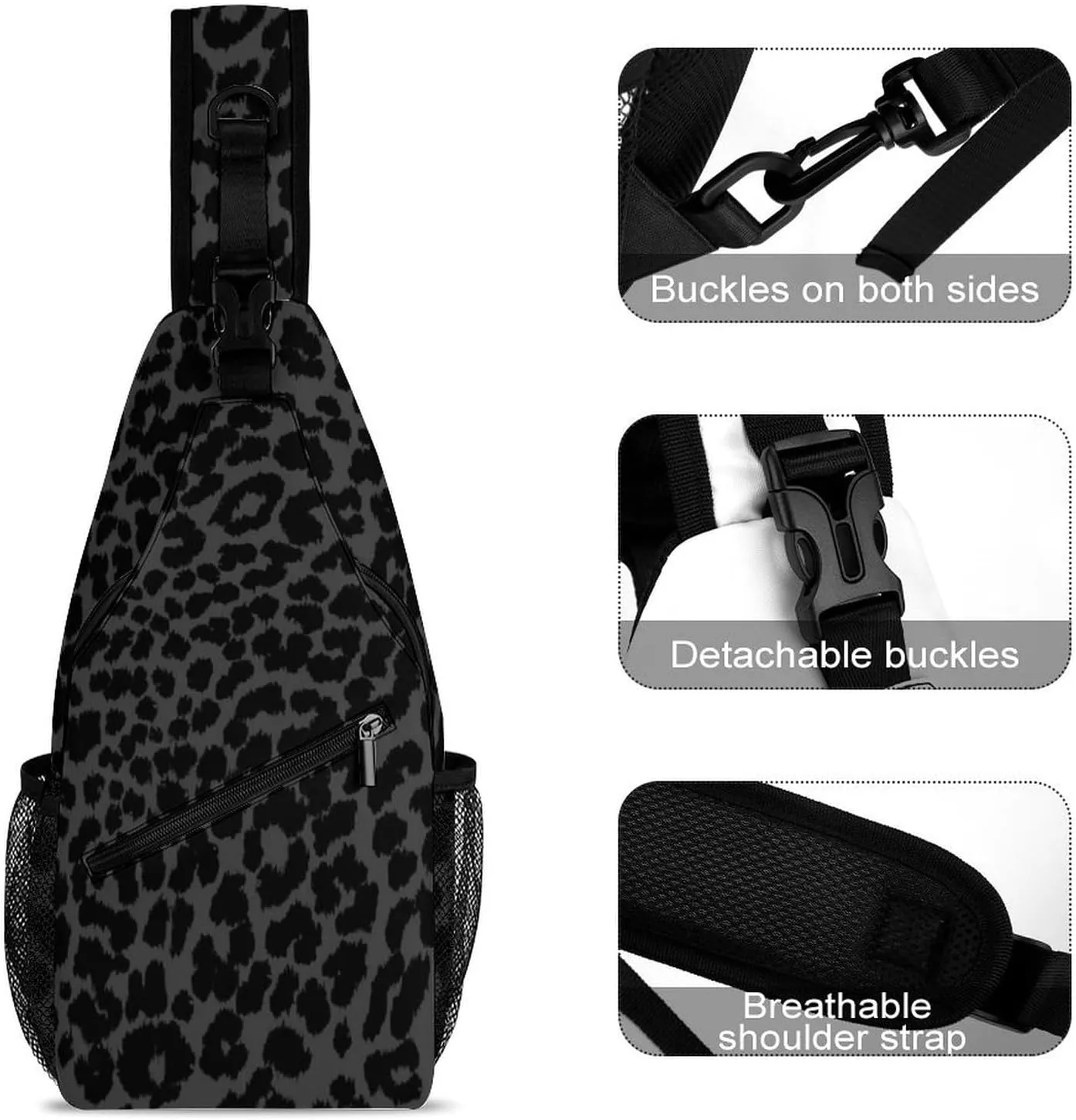 Leopard Print Sling Bag Mans Womans Crossbody Backpack Chest Daypack Casual Backpack Hiking Bag Cycling Daypack Sports Backpacks