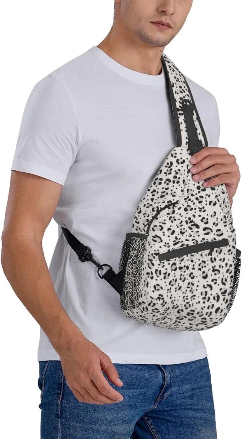 Leopard Print Unisex Casual Diagonal Chest Bag,Multipurpose Crossbody Shoulder Bag Travel Hiking Daypack