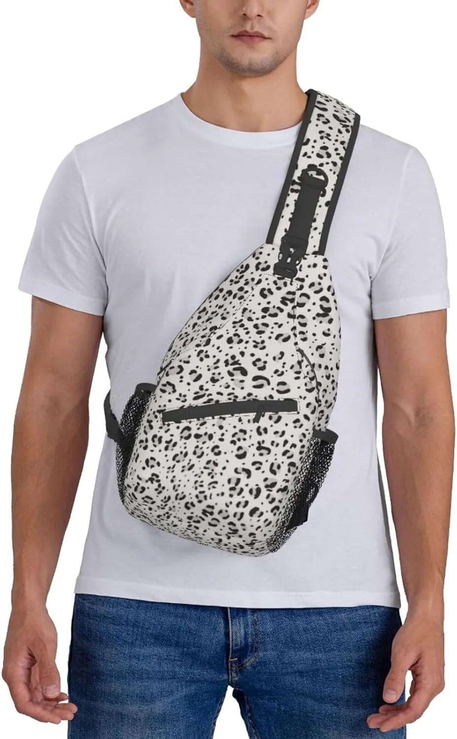 Leopard Print Unisex Casual Diagonal Chest Bag,Multipurpose Crossbody Shoulder Bag Travel Hiking Daypack