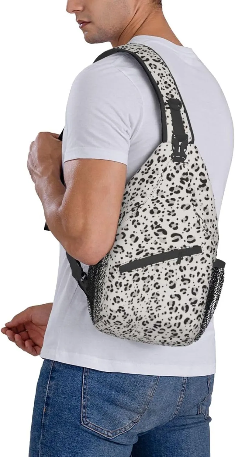 Leopard Print Unisex Casual Diagonal Chest Bag,Multipurpose Crossbody Shoulder Bag Travel Hiking Daypack