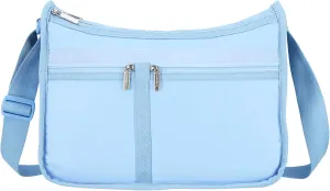LeSportsac Blue Iris Deluxe Everyday Crossbody Bag   Cosmetic Bag, Style 7507/Color R133, Fashion Trending Cool Coastal Sky French Blue, Tranquil New Neutral, Subtle Sheen, Recycled Collection