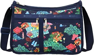 LeSportsac Painted Picnic Deluxe Everyday Crossbody Bag   Cosmetic Bag, Style 7507/Color E539, Endless Summer Fun, Vibrant Colorful Picnic, Sunkissed Fruits, Sweet Treats, Relaxing Alfresco