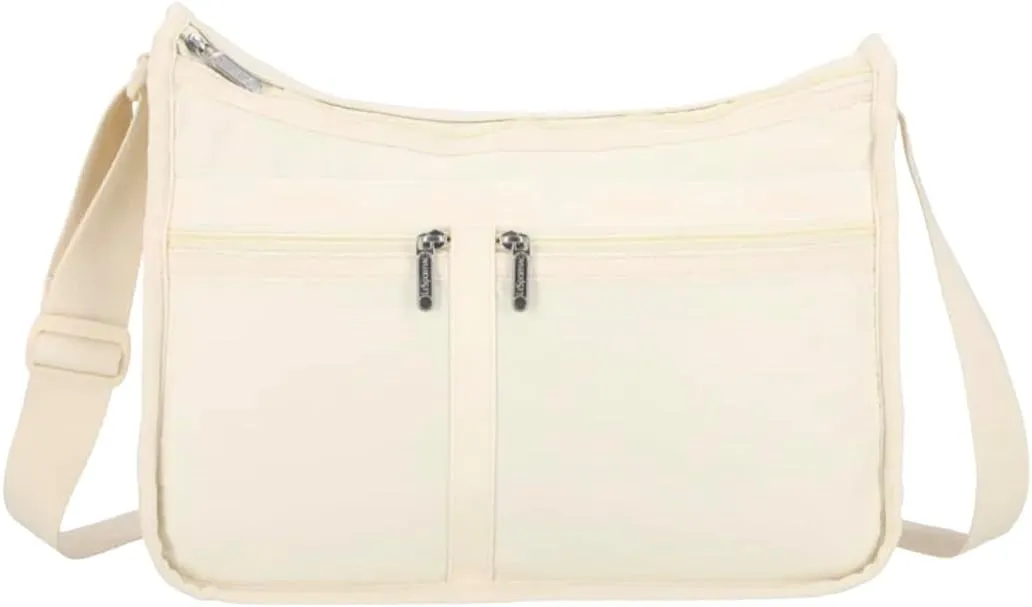 LeSportsac Sandbar Deluxe Everyday Crossbody Bag   Cosmetic Bag, Style 7507/Color R129, Neutral Creamy Ecru Color, Favorite Lightweight Ripstop Nylon in New Environmentally Conscious Recycled Material