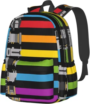 LGBT Rainbow Gay Pride Lightsaber 17 Inch Casual Backpack Laptop Backpacks Travel Back Pack Large Camping Rucksack Hiking Daypack Lightweight Double Shoulder Bag