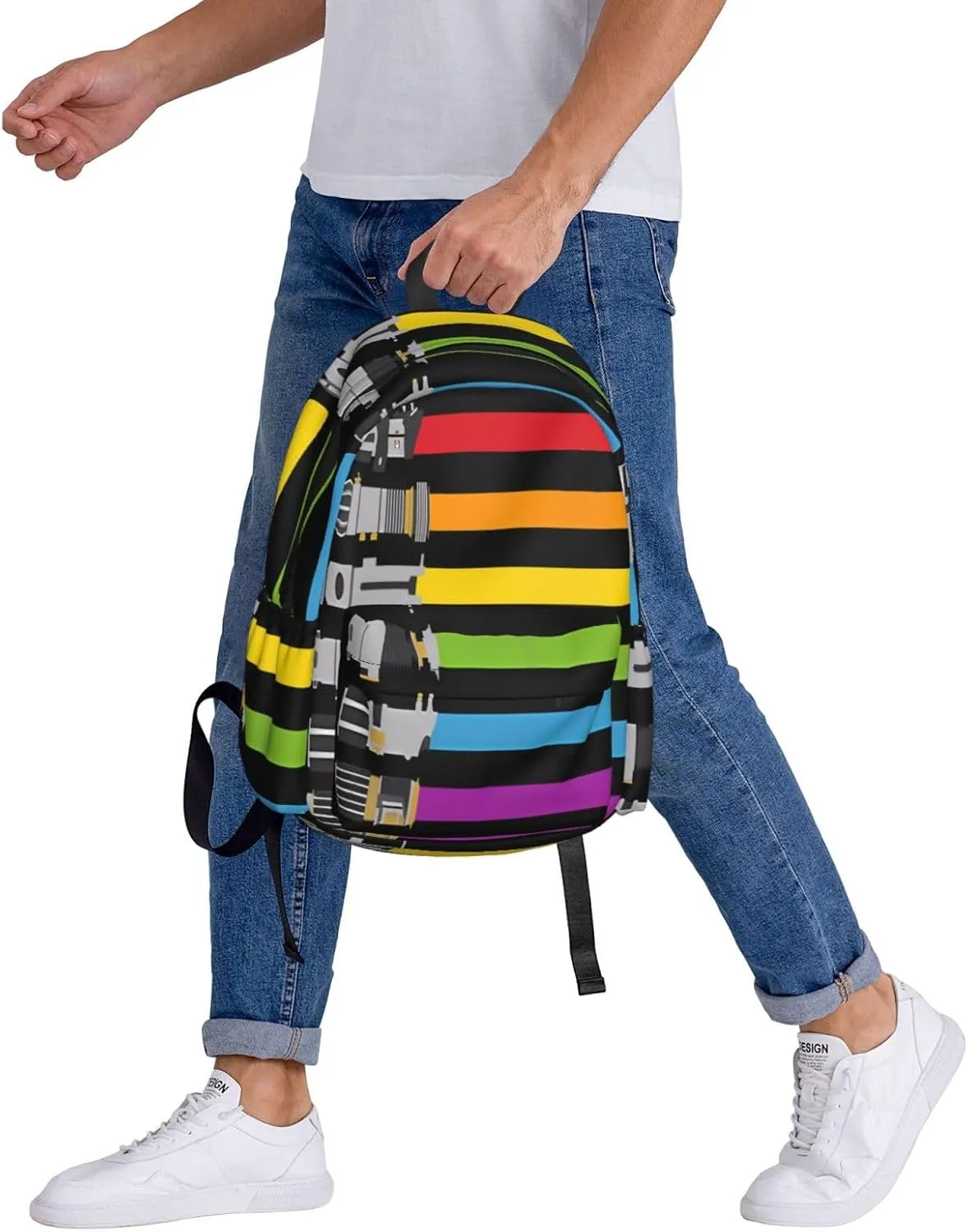 LGBT Rainbow Gay Pride Lightsaber 17 Inch Casual Backpack Laptop Backpacks Travel Back Pack Large Camping Rucksack Hiking Daypack Lightweight Double Shoulder Bag