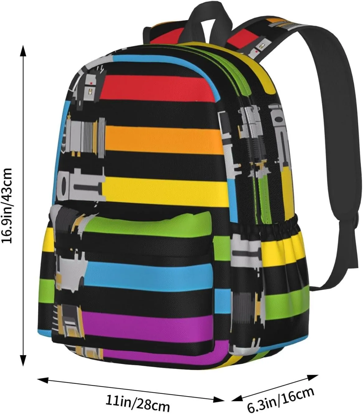 LGBT Rainbow Gay Pride Lightsaber 17 Inch Casual Backpack Laptop Backpacks Travel Back Pack Large Camping Rucksack Hiking Daypack Lightweight Double Shoulder Bag