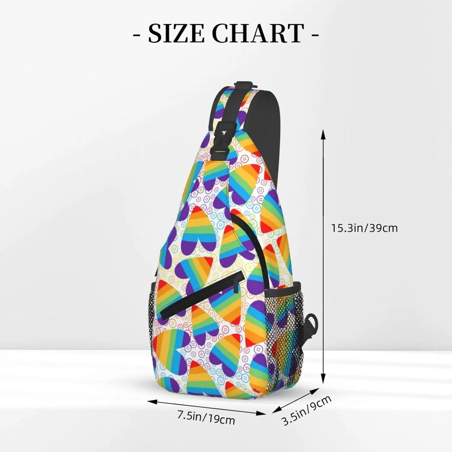 Lgbt Rainbow Hearts Crossbody Sling Bag Adjustable Lgbt Chest Bag For Men Women Rainbow Pride Shoulder Bag Sling Backpack Daypack
