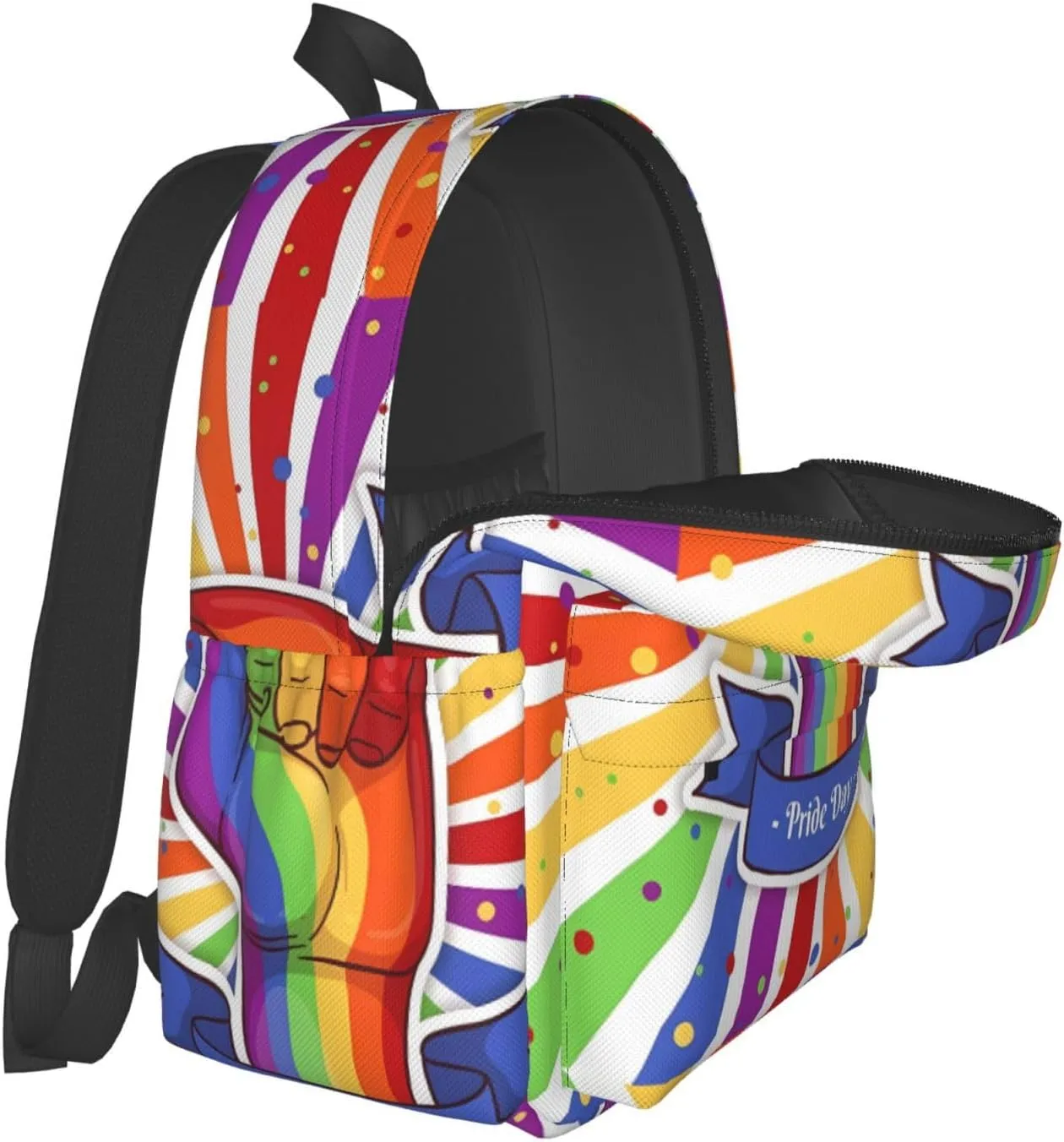LGBT Raise Your Fist Rainbow Gay Pride Day 17 Inch Casual Backpack Laptop Backpacks Travel Back Pack Large Camping Rucksack Hiking Daypack Lightweight Double Shoulder Bag