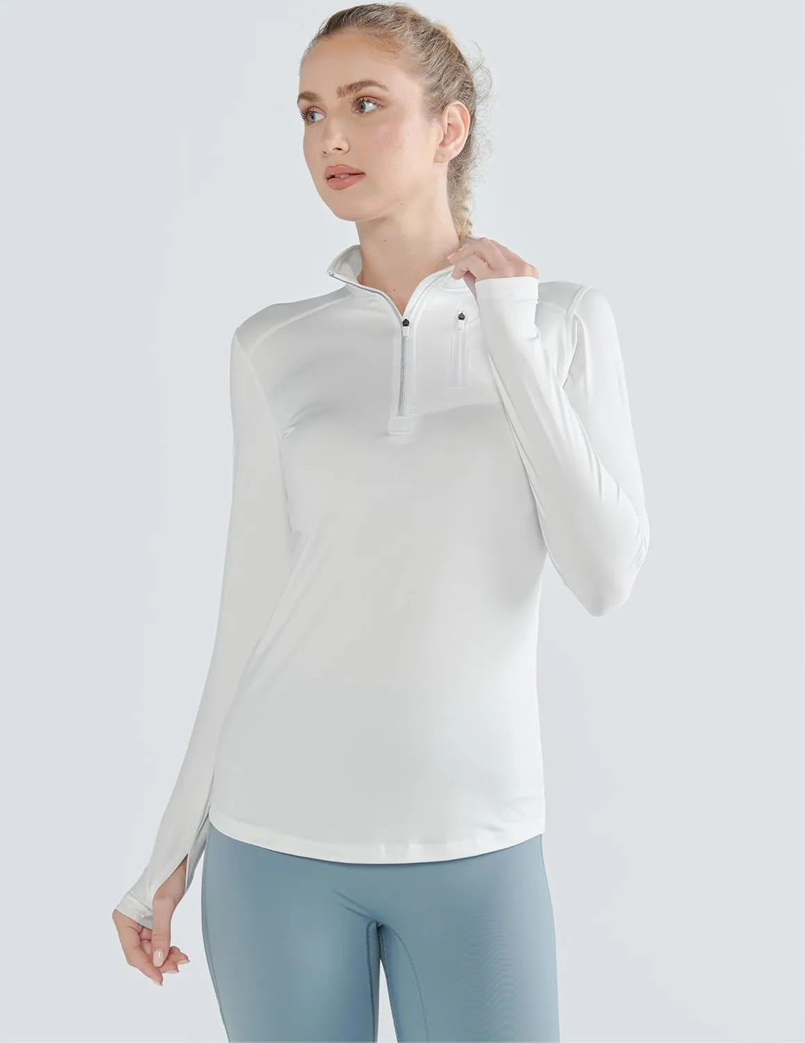 Liberty Imports 3 Pack: Women's Quick Dry Long Sleeve Quarter Zip Pullover Workout Shirts with Thumb Holes and Pocket